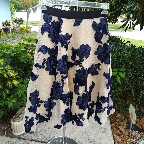 Chicwish Dresses & Skirts - Tulle Skirt Blue Silk Flowers by Chicwish Small